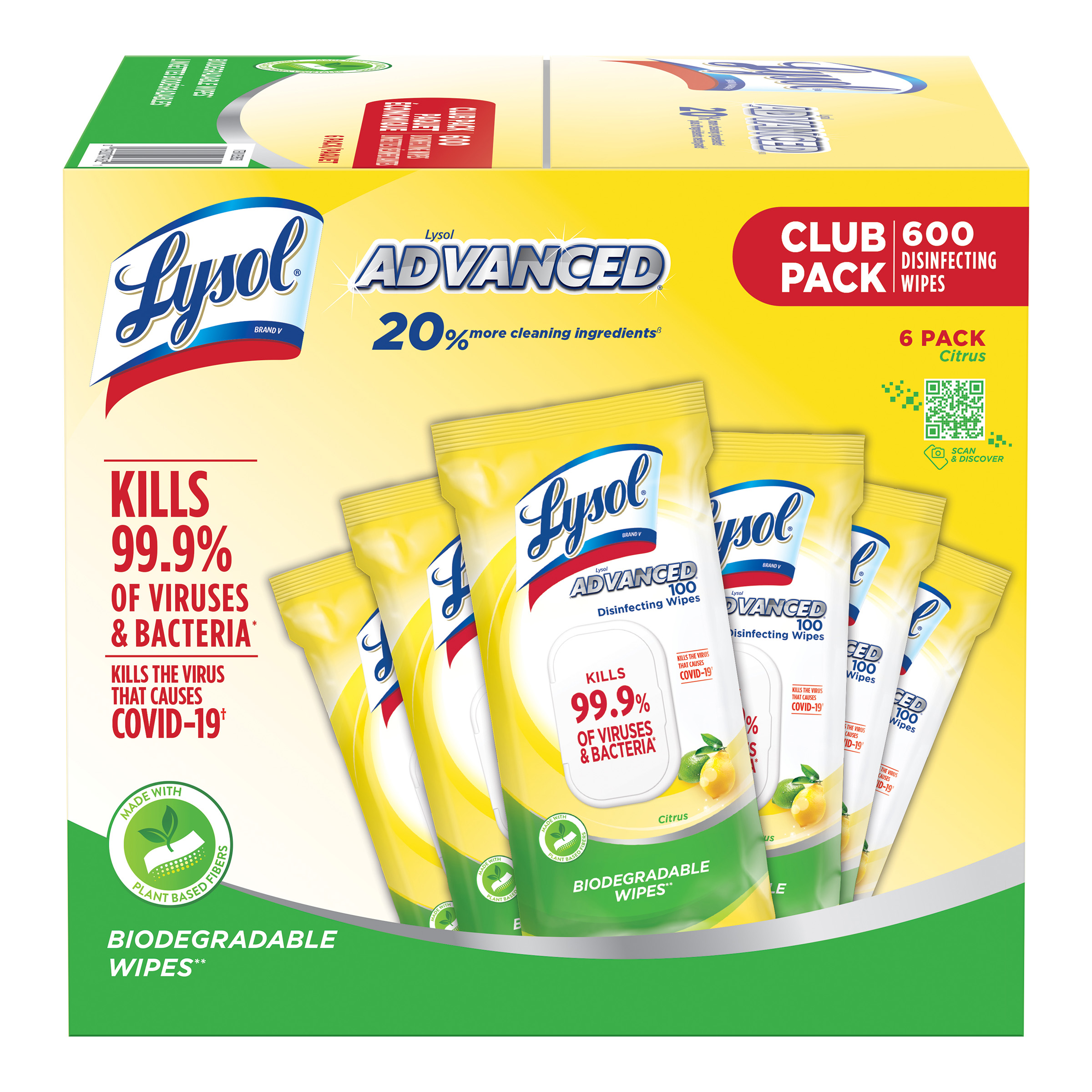 LYSOL ADVANCED Disinfecting Wipes  Citrus Flat Pack Canada